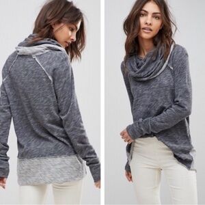 FREE PEOPLE Beach Cocoon Cowl Neck Pullover size m/l two bodies comfy cozy gray